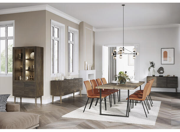 Elegance vitrine, 93x193x44 cm Røkt eik, treben 