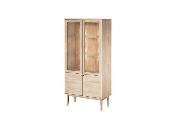 Casø Elegance vitrine, 93x193x44 cm Hvitpigmentert eik, treben 