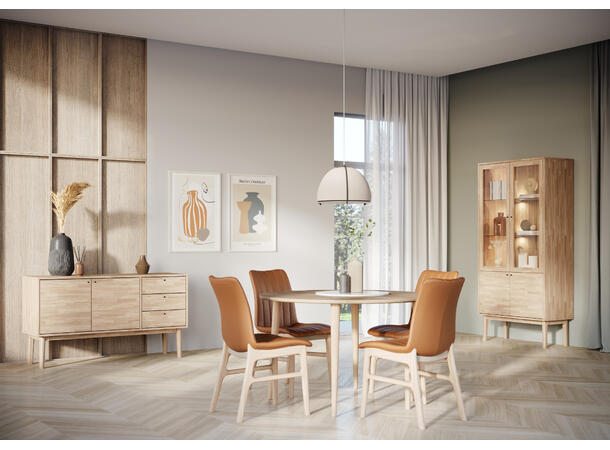 Casø Elegance vitrine, 93x193x44 cm Hvitpigmentert eik, treben 
