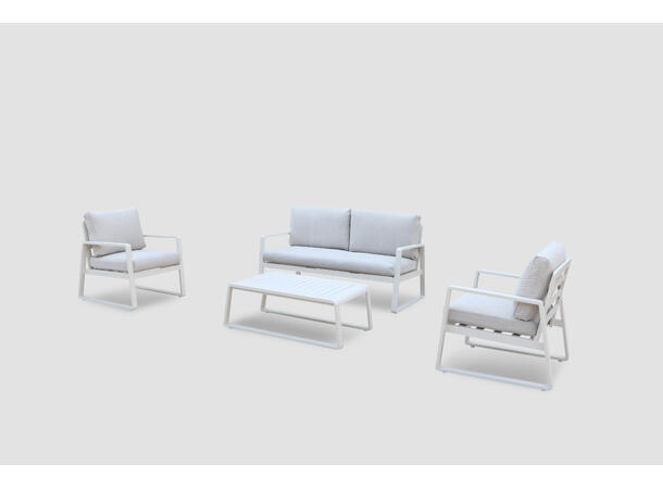 Samos sofagruppe 2+1+1+Bord Hvit ramme/hvit tekstil 