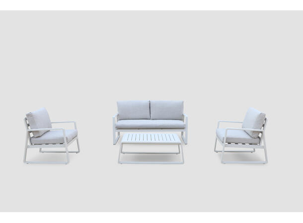Samos sofagruppe 2+1+1+Bord Hvit ramme/hvit tekstil 