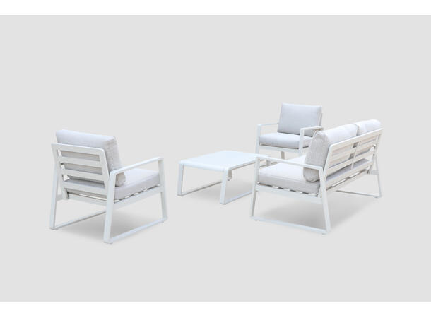 Samos sofagruppe 2+1+1+Bord Hvit ramme/hvit tekstil 