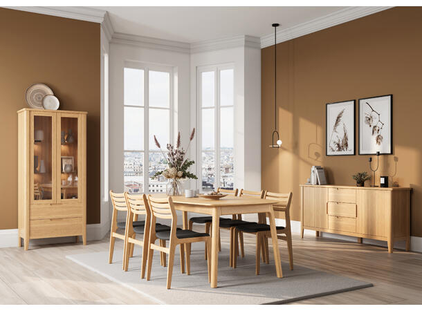 Anne spisestol Natur eik, Sort hud 