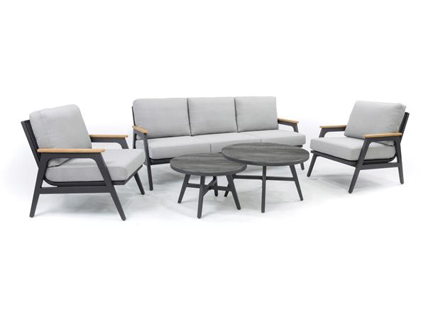 Arran sofagruppe, 3+1+1+ 2 bord Alu/teak 