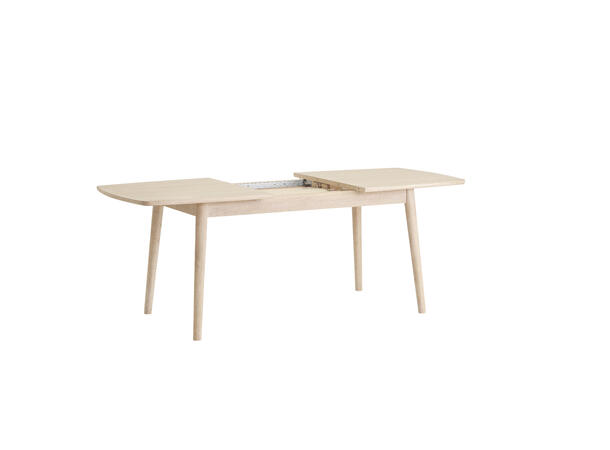 Casø 121 bord, 150/205x85x75 cm Hvitpig. finèr, inkl 1 klaff, treben 