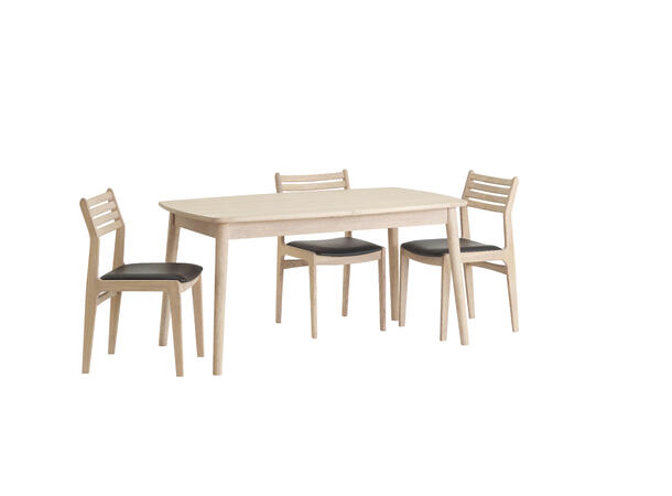 Casø 121 bord, 150/205x85x75 cm Hvitpig. finèr, inkl 1 klaff, treben 