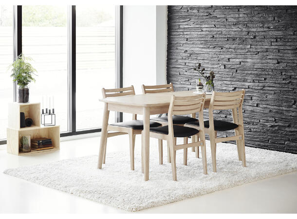 Casø 121 bord, 150/205x85x75 cm Hvitpig. finèr, inkl 1 klaff, treben 