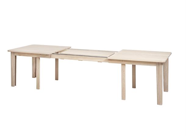 Casø 701 Bord, 200/350(500)x100x75 cm Hvitpig. finèr, inkl 3 klaffer, treben 