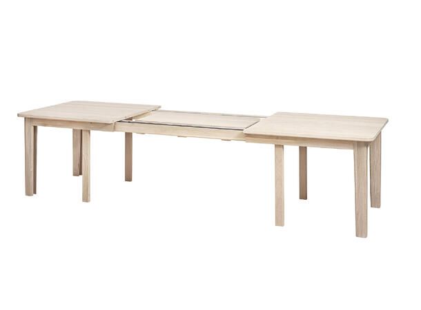 Casø 701 Bord, 200/350(500)x100x75 cm Hvitpig. finèr, inkl 3 klaffer, treben 