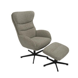 Curtis hvilestol med tilt og skammel Royal 170 Taupe, Svart sokkel