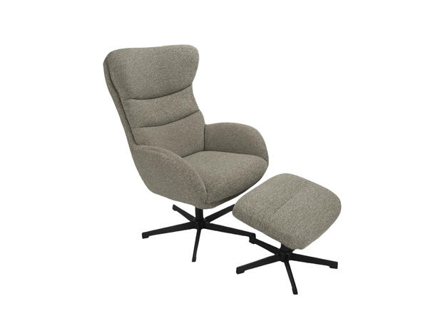 Curtis hvilestol med tilt og skammel Royal 170 Taupe, Svart sokkel 