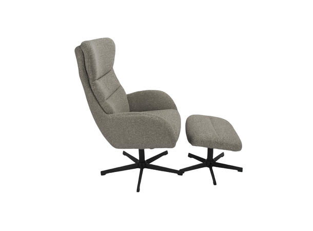 Curtis hvilestol med tilt og skammel Royal 170 Taupe, Svart sokkel 