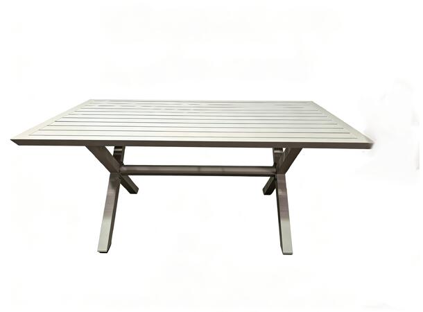 Brevik spisebord, Beige, 150x86x66 cm X-understell, Beige alu ramme 