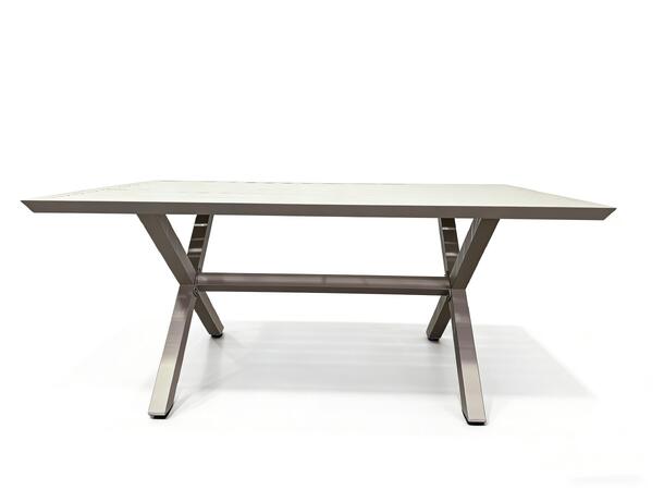 Brevik spisebord, Beige, 150x86x66 cm X-understell, Beige alu ramme 