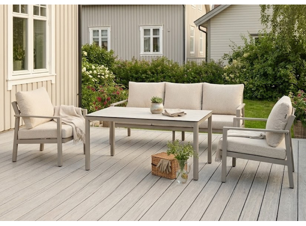 Hydra 3+1+1, spisegruppe Inkl. bord, Champagne alu. ramme 
