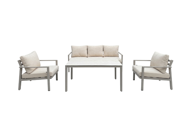 Hydra 3+3+1, spisegruppe Inkl. bord, Champagne alu. ramme 