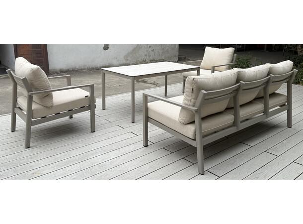 Hydra 3+3+1, spisegruppe Inkl. bord, Champagne alu. ramme 