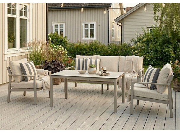 Hydra 3+3+1, spisegruppe Inkl. bord, Champagne alu. ramme 