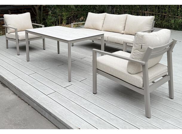 Hydra 3+3+1, spisegruppe Inkl. bord, Champagne alu. ramme 
