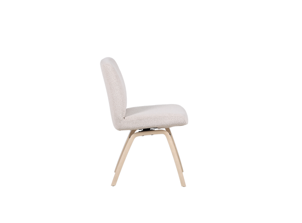 Hygge 3000 spisestol, lav rygg, u/arm Tekstil Loop Beige, hvitpig. ben 