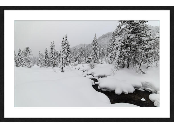 Bilde, Vinterstemning, Espen Mills Glass m/ramme, 120x80 cm 