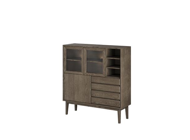 Casø Broholm høy skjenk m/slette dører 124x133x40 cm, Røkt eik 