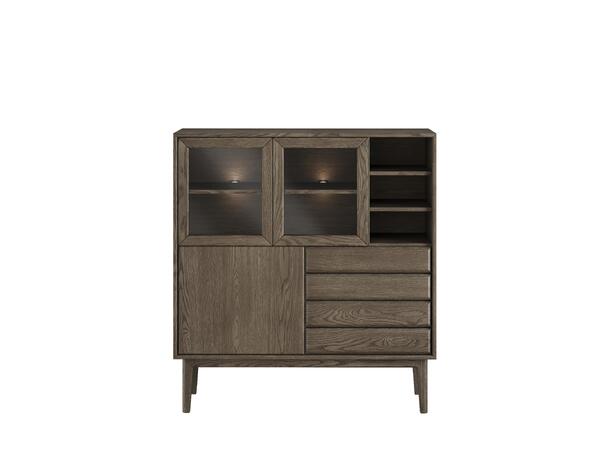 Casø Broholm høy skjenk m/slette dører 124x133x40 cm, Røkt eik 