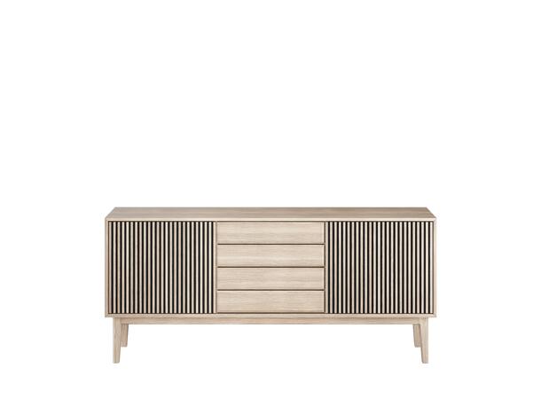 Casø Broholm skjenk m/lameller 183x81x40 cm, Hvitpigmentert eik, treben 