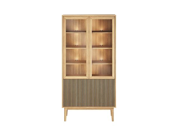 Casø Broholm vitrine m/lameller 100x197x40cm, Natur eik, treben 