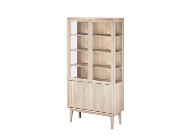 Casø Broholm vitrine m/slette dører 100x197x40 cm, Glassider, Hvitoljet eik 