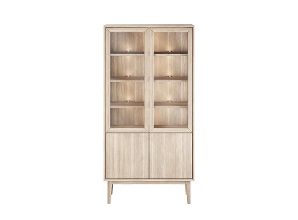 Casø Broholm vitrine m/slette dører 100x197x40 cm, Glassider, Hvitoljet eik 