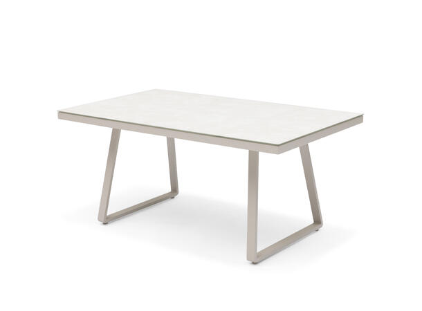 Lyngdal spisebord, 150x85 cm Beige ramme, glasstopp 