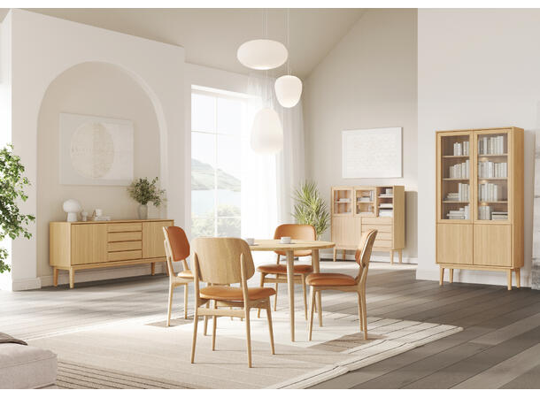 Casø Broholm vitrine m/slette dører 100x197x40 cm, Tresider, Naturoljet eik 