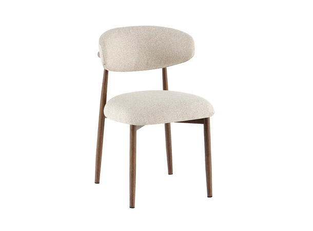 Elisabeth spisestol Beige tekstil, røkt eik metallben 