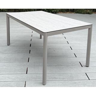 Hydra spisebord m/glasstopp 140x80 cm Champagne alu.ramme
