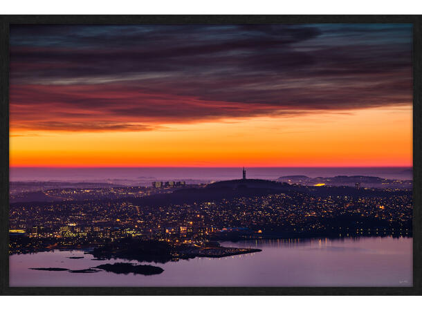 Bilde, Stavanger fra Dalsnuten, Espen M Glass m/ramme, 120x80 cm 