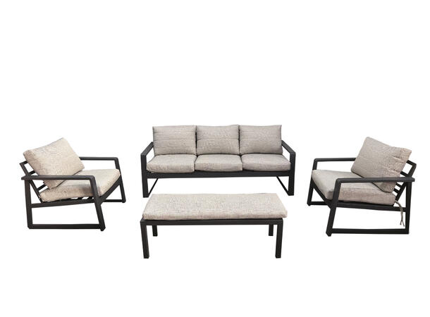 Brevik hagegruppe, 3+1+1 seter + benk Grå alu ramme, grå puter 