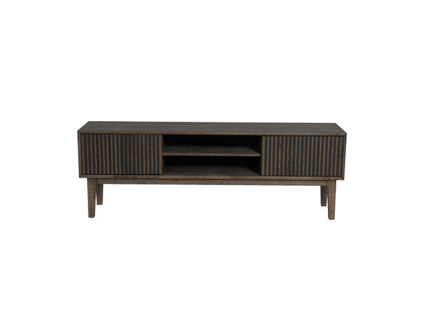 Broholm XL TV-benk m/lameller 160x55x35 cm, Røkt eik, treben 