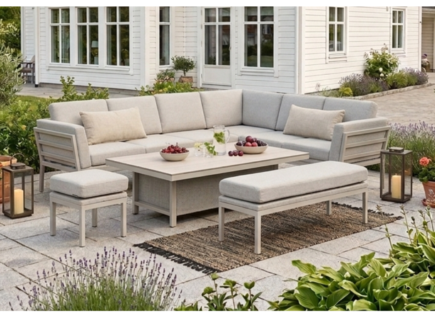 Cartagena 32, Beige ramme/beige puter Quick dry, hev/senk bord 