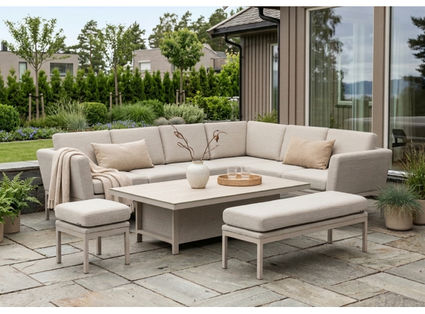 Cartagena 32, Beige ramme/beige puter Quick dry, hev/senk bord 