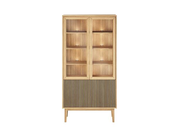 Casø Broholm vitrine m/lameller 100x197x40cm, Glassider, Naturoljet eik 
