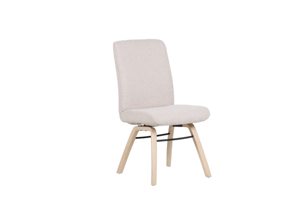 Hygge 3000 spisestol, høy rygg, u/arm Tekstil Loop Beige, hvitpig. ben 