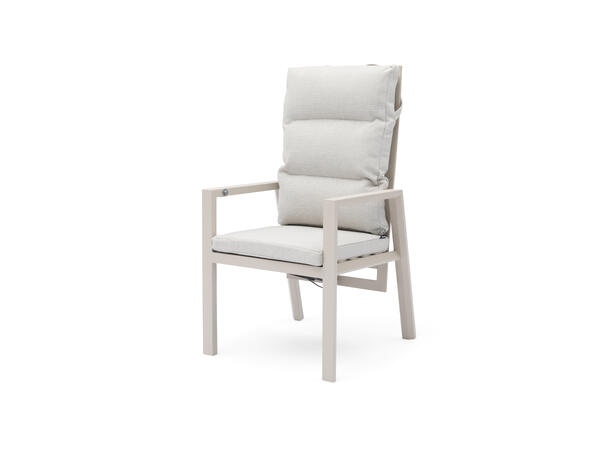 Lyngdal spisestol m/regulerbar rygg Beige ramme, grå pute 