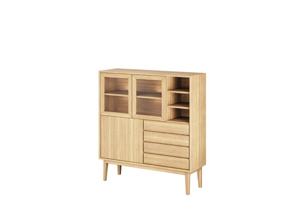 Casø Broholm høy skjenk m/slette dører 124x133x40 cm, Naturoljet eik 