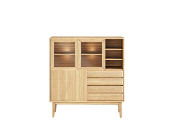 Casø Broholm høy skjenk m/slette dører 124x133x40 cm, Naturoljet eik 