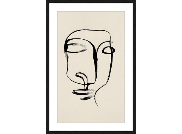 Bilde, Ansiktstrek Glass m/ramme, 80x120 cm 