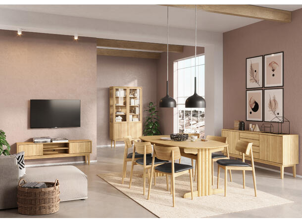 Broholm XL TV-benk, 160x55x35 cm Natur eik, treben 