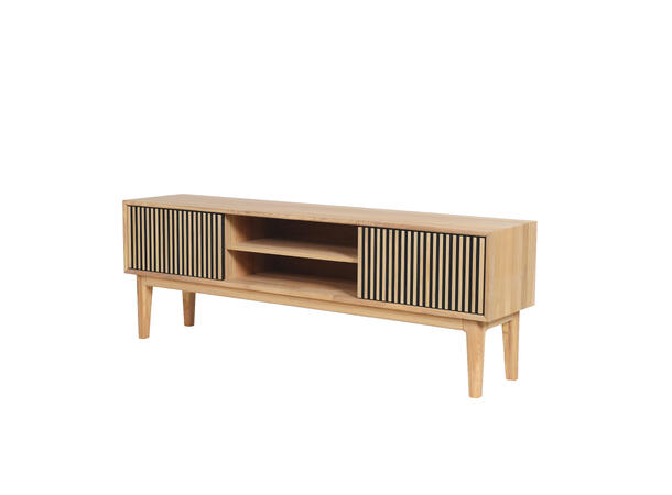 Broholm XL TV-benk m/lameller 160x55x35 cm, Natur eik, treben 
