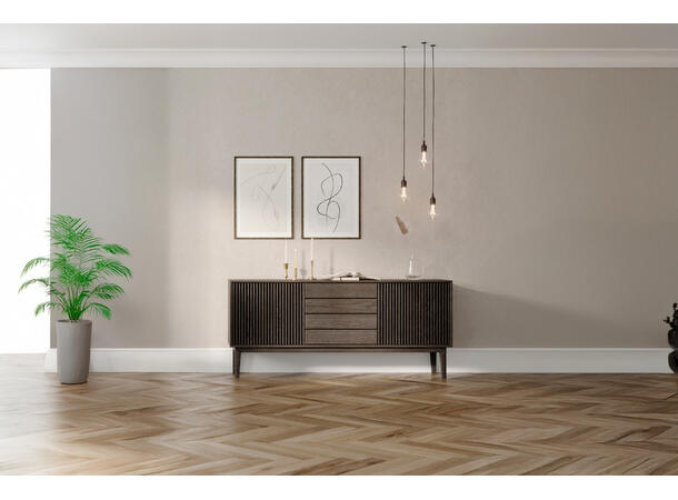 Broholm skjenk m/lameller, 183x81x40 cm Røkt eik, treben 