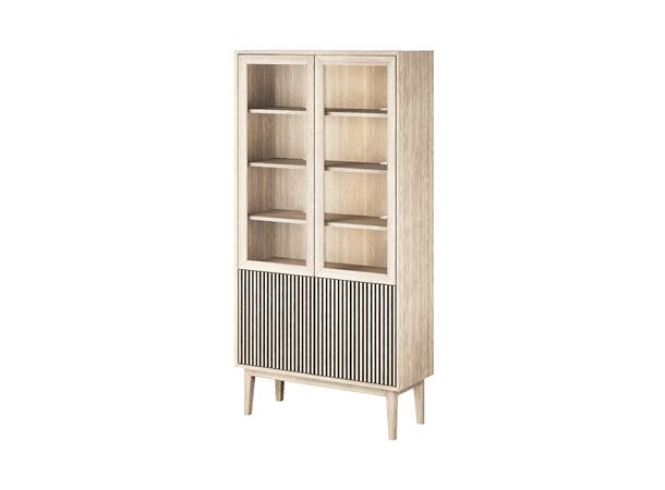 Casø Broholm vitrine m/lameller 100x197x40cm, Hvitpigmentert eik, treben 